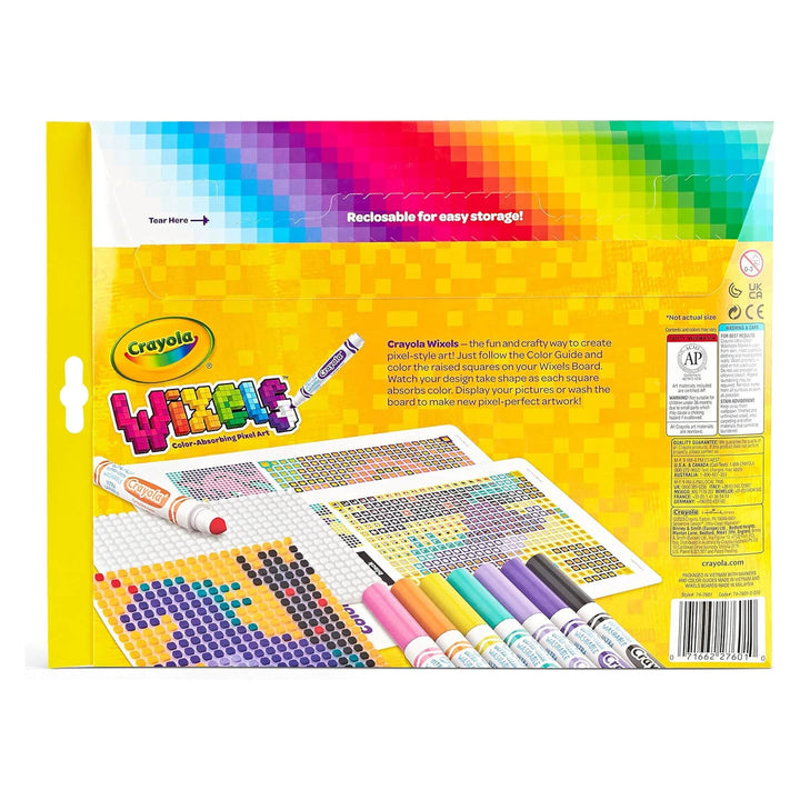 Back of the packaging of Crayola Wixels pixel art for kids