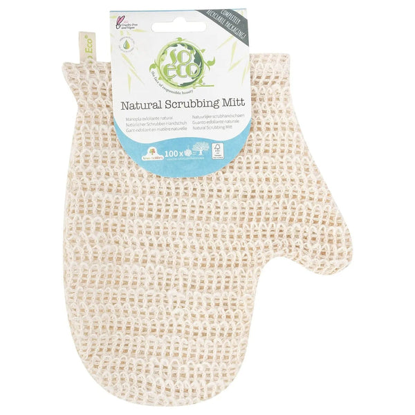Jute natural scrubbing mitt for use in the bath or shower