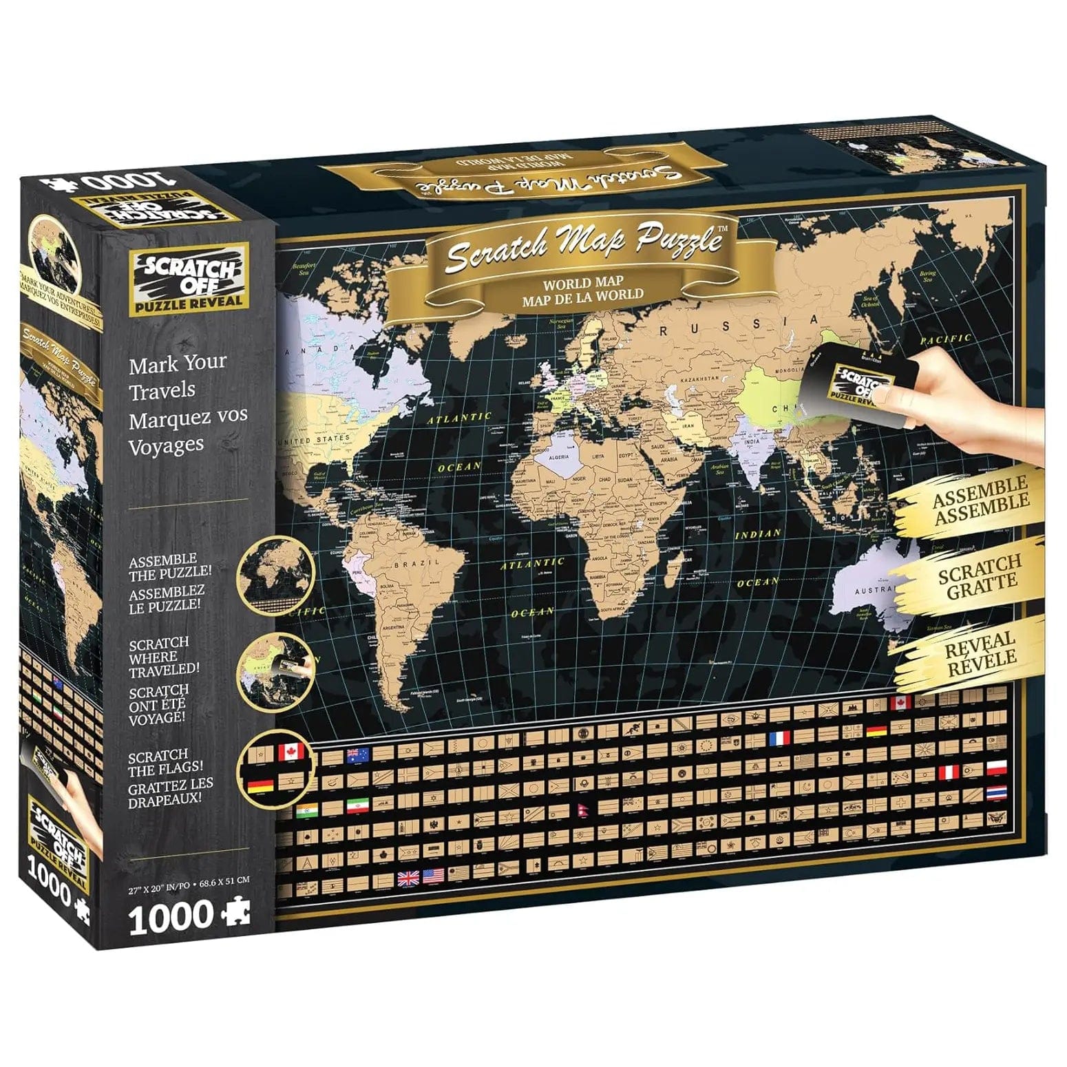 Buy World Map Scratch Off Jigsaw Puzzle Reveal 1000 Pieces XS Stock