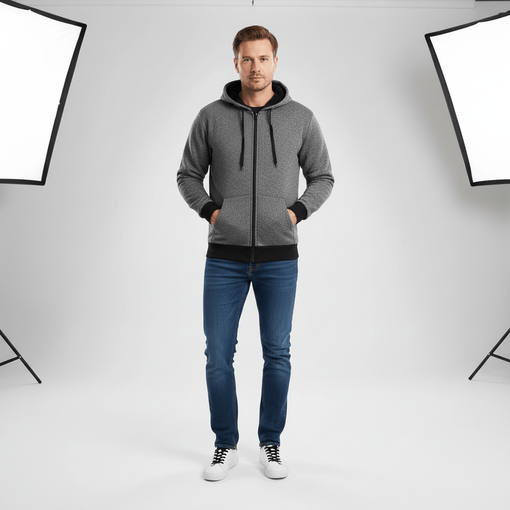 Mens Sherpa Lined Hoodie Full Zip Fleece Jacket Prescott