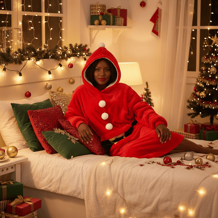 Adults Christmas Santa Hoodie Blanket Unisex Oversized Fleece Top Deal