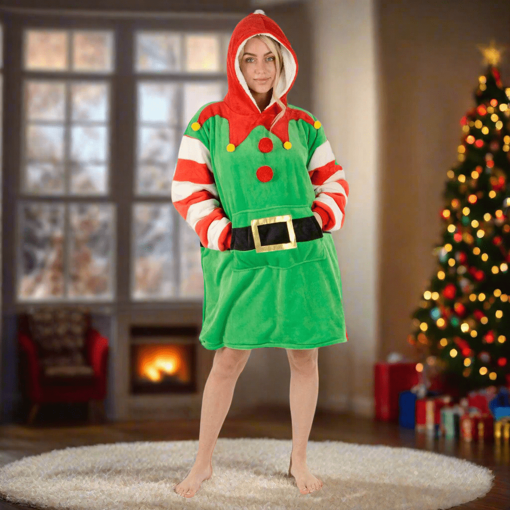 Buy Adults Christmas Hoodie Blanket Unisex Fleece Top XS Stock XS Stock