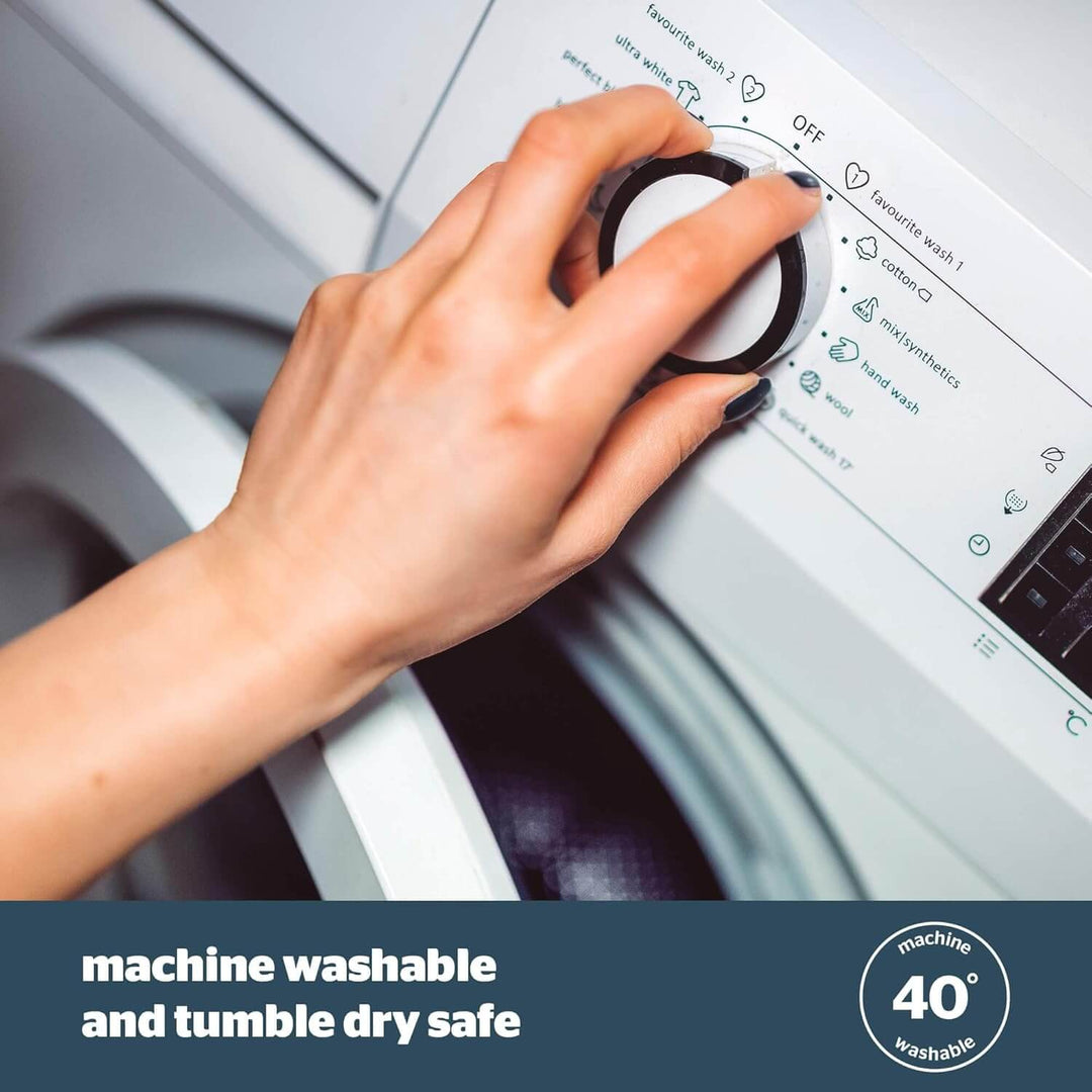 Hand turning a dial on a washing machine