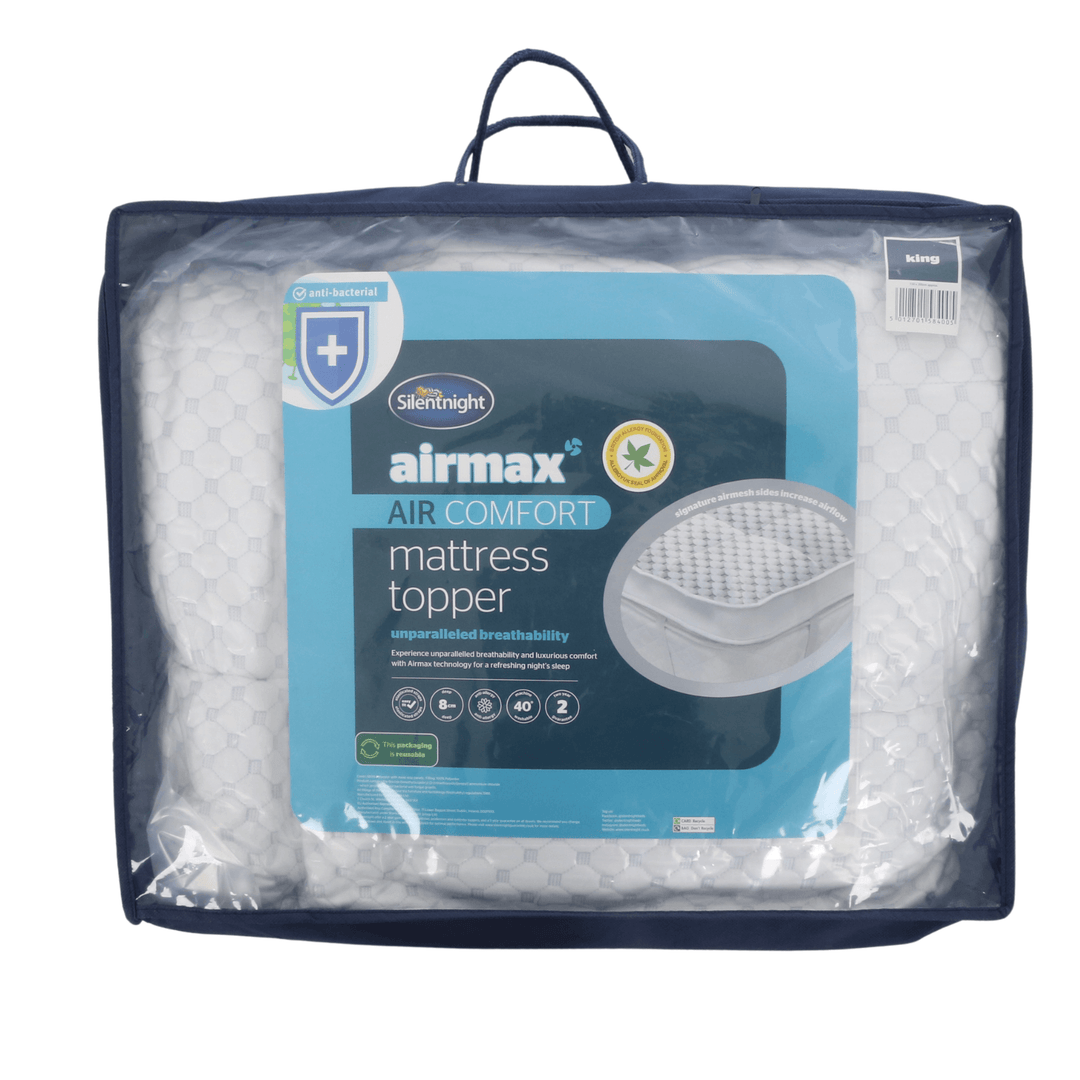 Silentnight Airmax Air Comfort mattress topper packaging on a white background