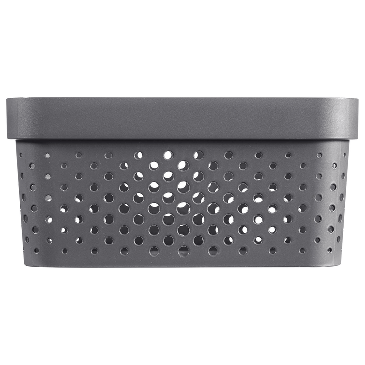 side view of storage box with infinity dots pattern