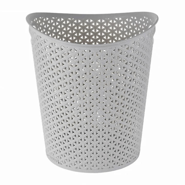 side view of basket bin with rattan pattern design