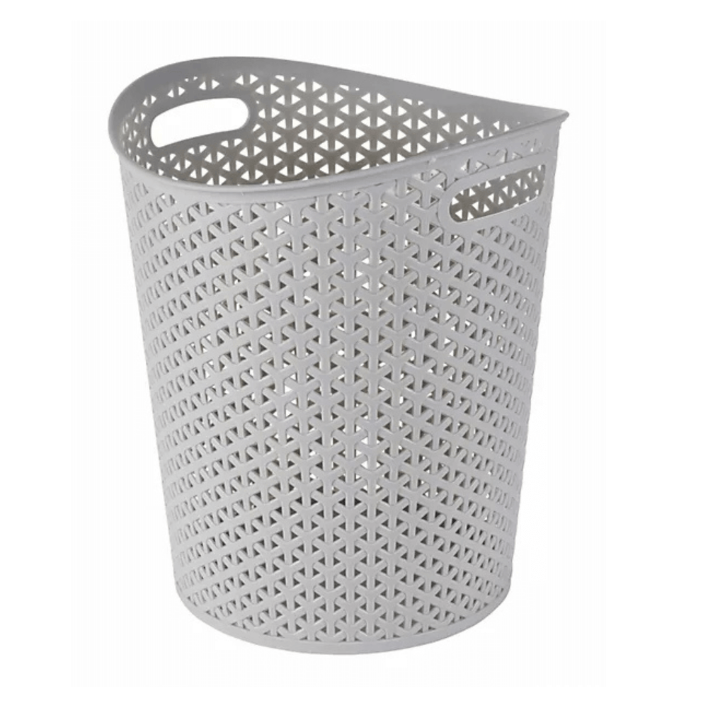curver light grey rattan effect waste paper basket bin