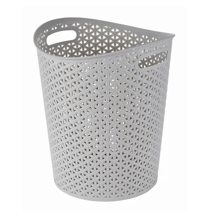 curver light grey rattan effect waste paper basket bin
