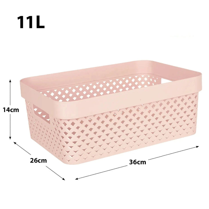 Dimensions of an 11Litre pink storage basket