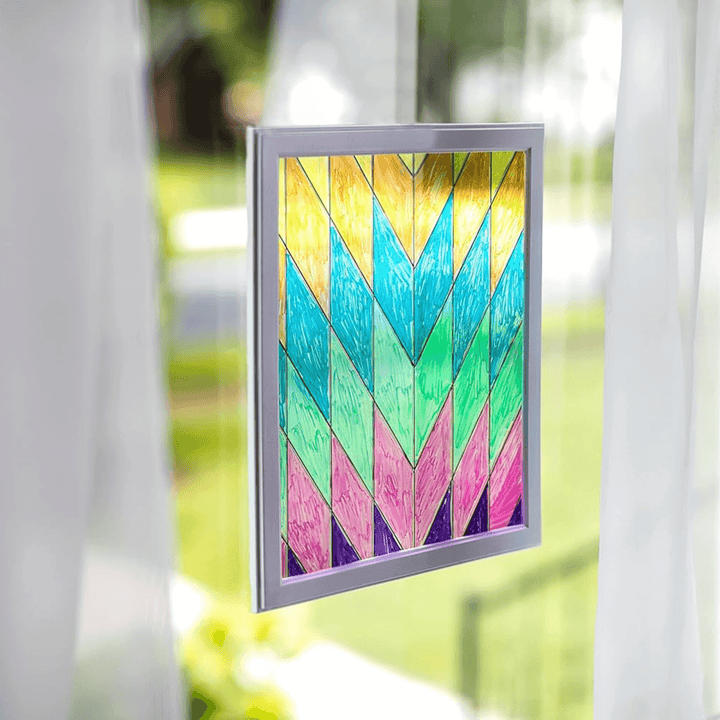 bold window colour pattern on window on house