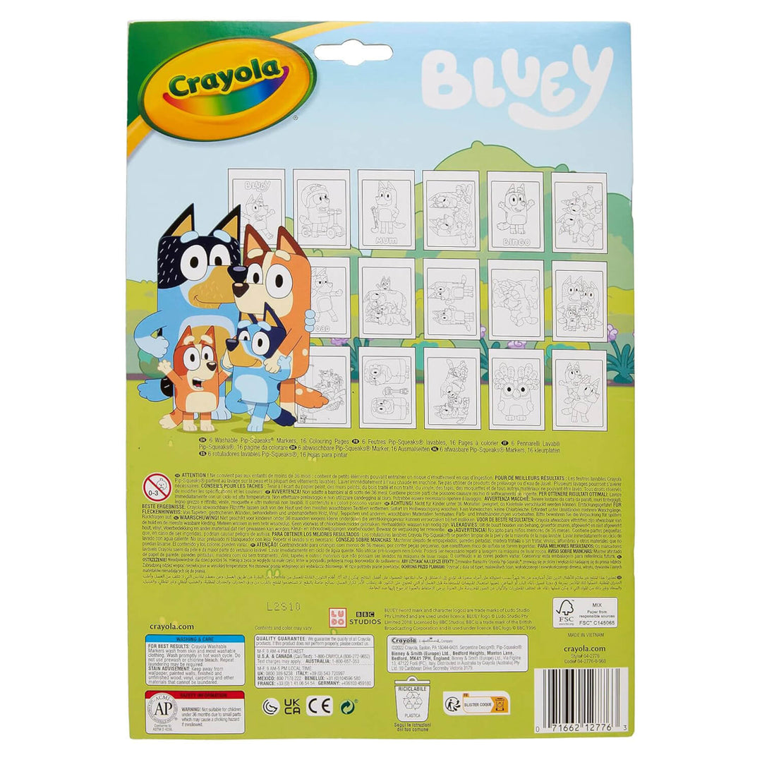 Back of the Bluey colour by number book with 16 pages