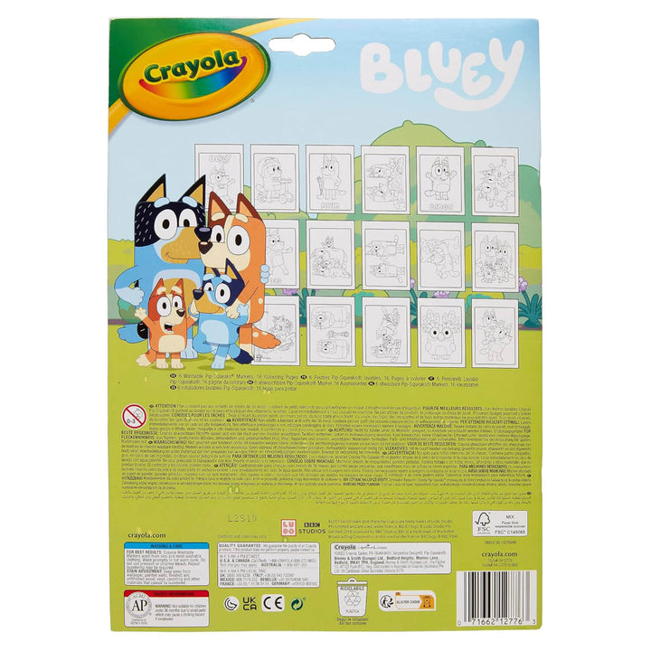 Back of the Bluey colour by number book with 16 pages