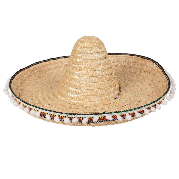 Mexican Sombrero Deluxe Mariachi Hat Pompoms Fancy Dress