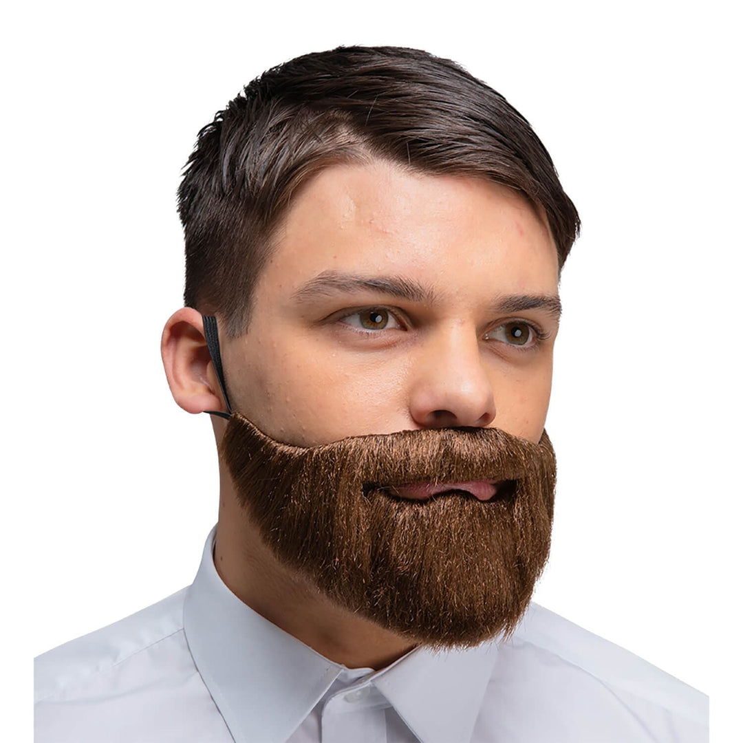 Man wearing a brown beard and moustache for fancy dress costumes