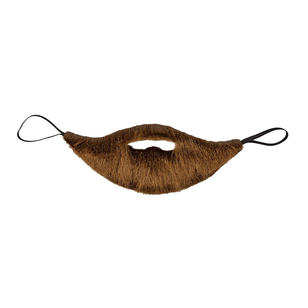brown beard and moustache fake facial hair with elastic for the ears
