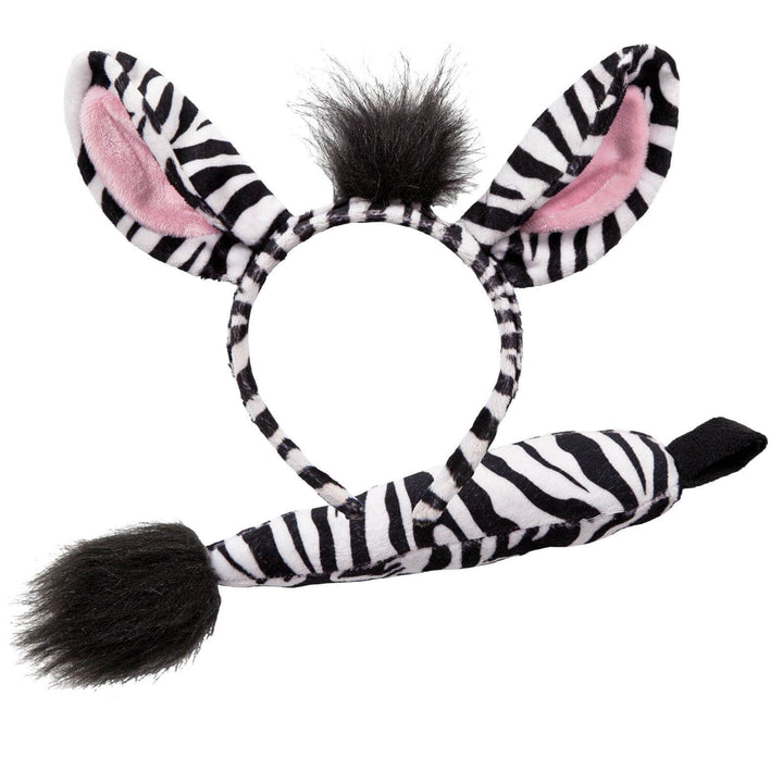 Ears &amp; Tail Set Kids Wild Animals Fancy Dress Zoo Safari Zebra