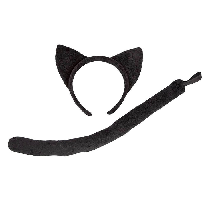 Ears &amp; Tail Set Kids Farm Animals Fancy Dress Pets Black Cat