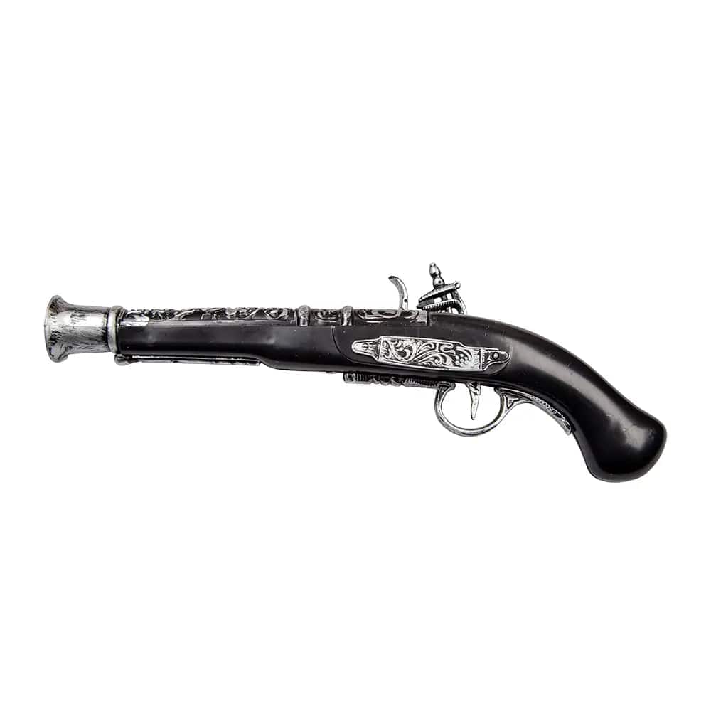 Black and silver plastic pirate gun for fancy dress parties