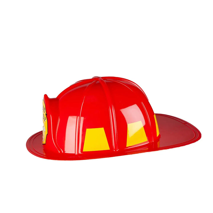 Side view of an American style red helmet for fire officers