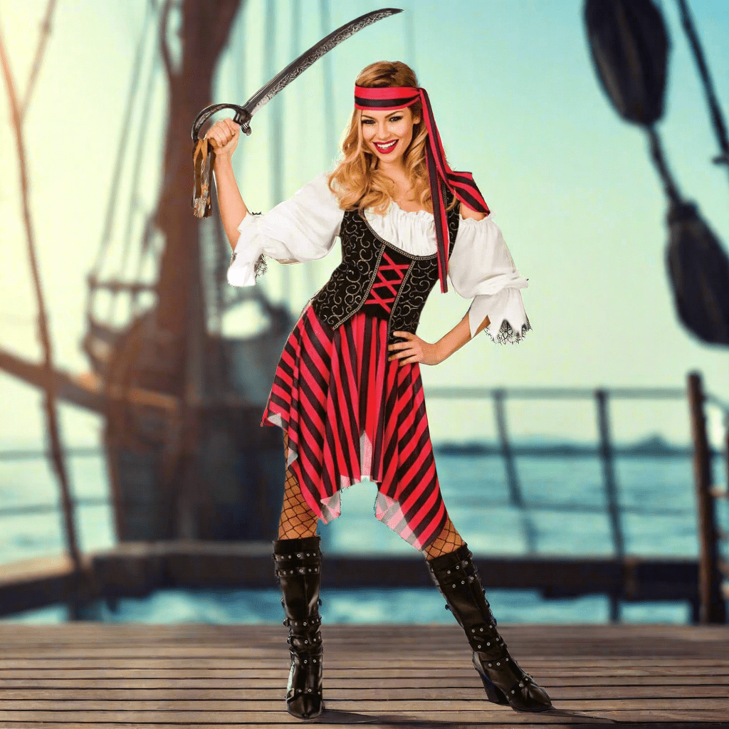 Womens High Seas Pirate Fancy Dress Halloween Costume XS-Stock.co.uk Womens High Seas Pirate Fancy Dress Halloween Costume XS-Stock.co.uk