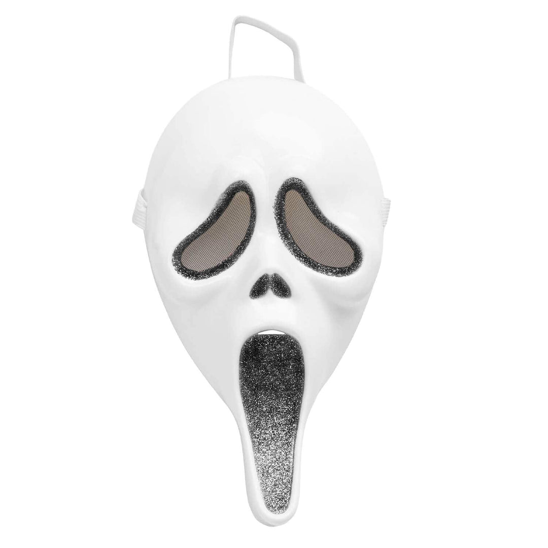 White Ghost Face mask with black glitter detail