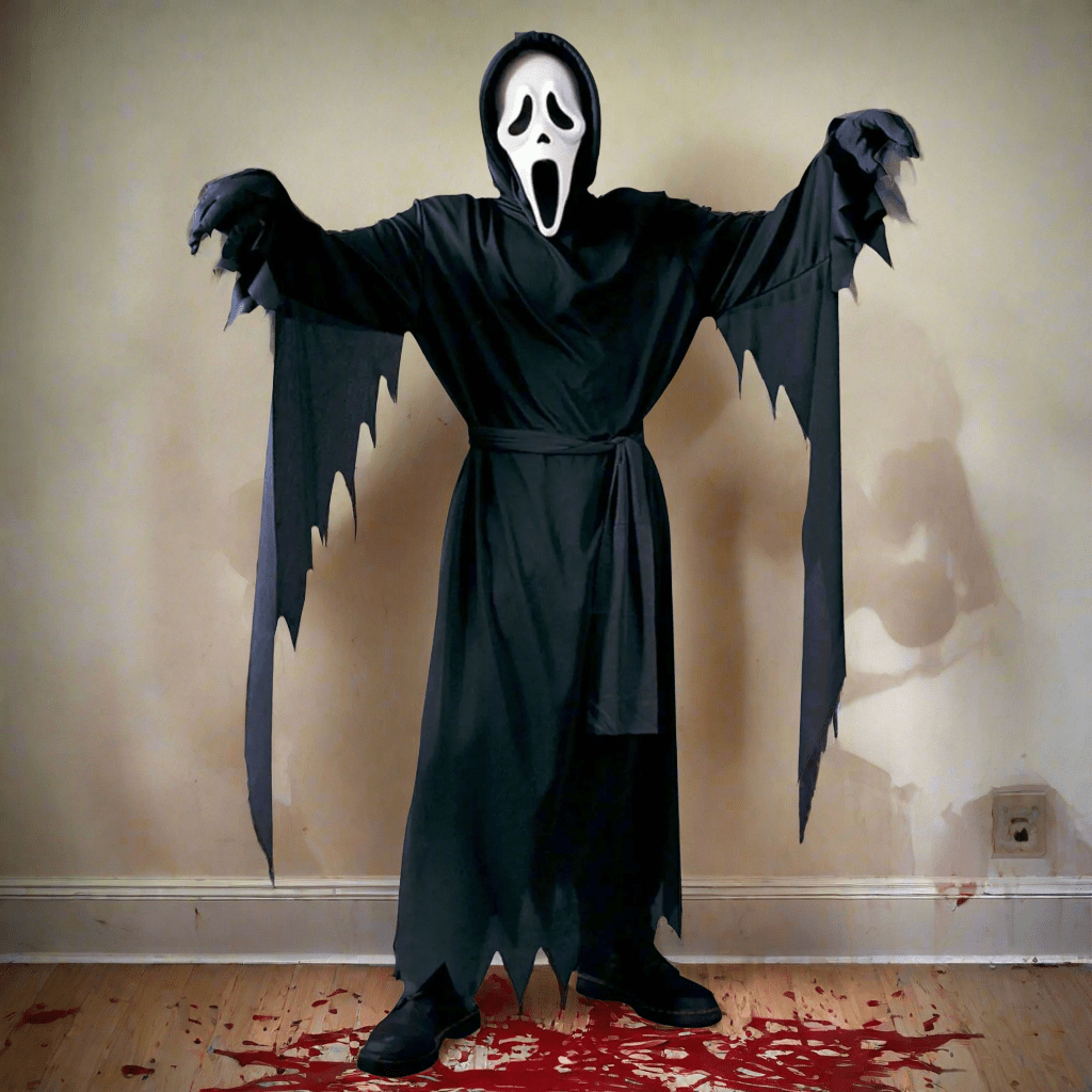 Kids Teens Classic Ghost Face Costume with Mask Scream Fancy Dress