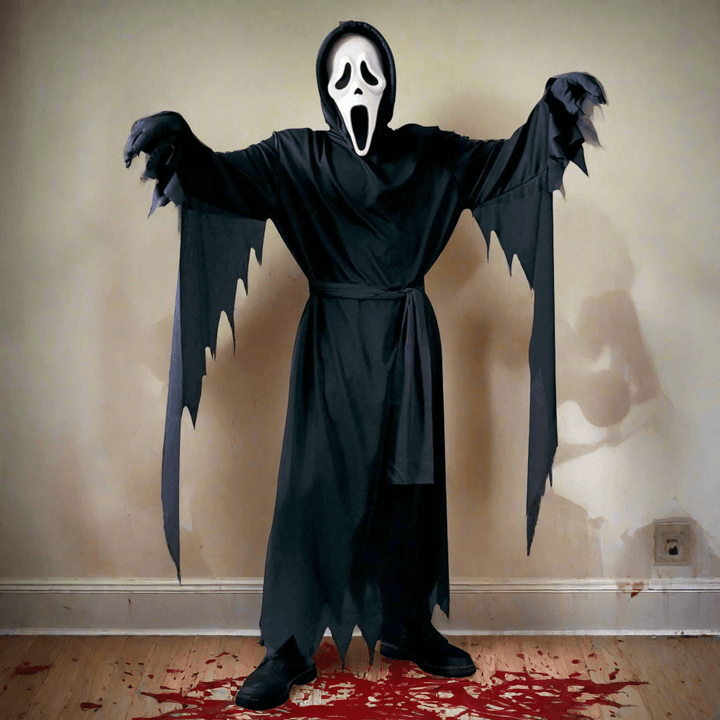 Kids Teens Classic Ghost Face Costume with Mask Scream Fancy Dress