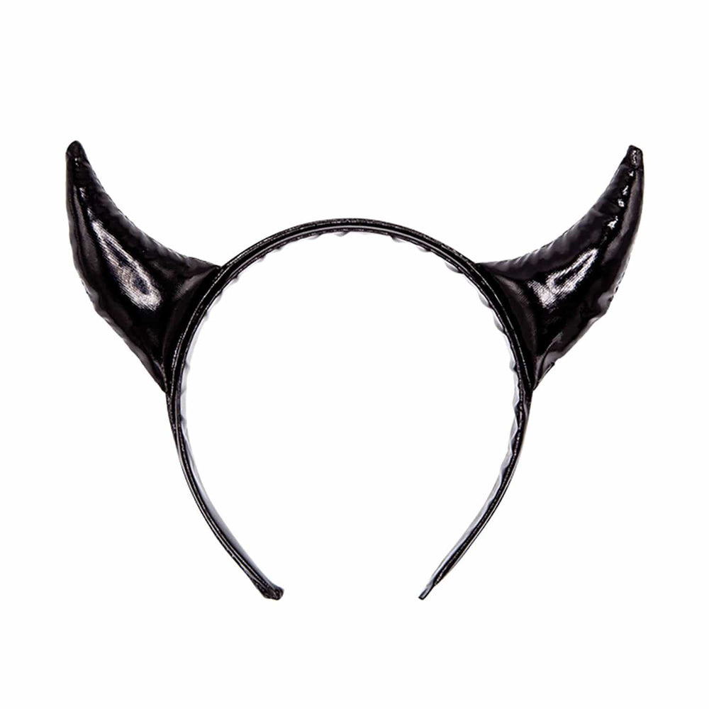 Black devil horns headband on a white background