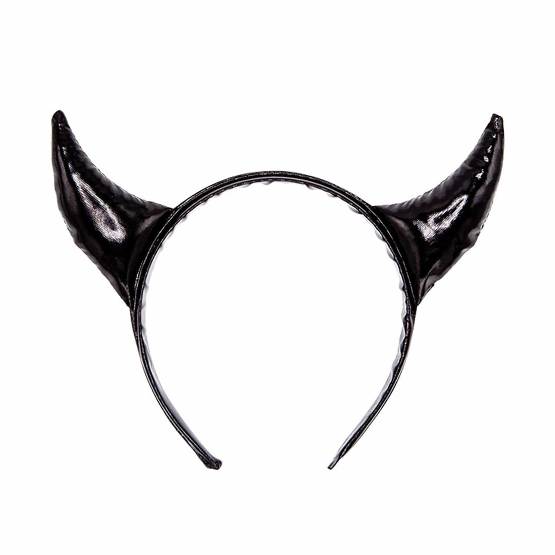 Black devil horns headband on a white background