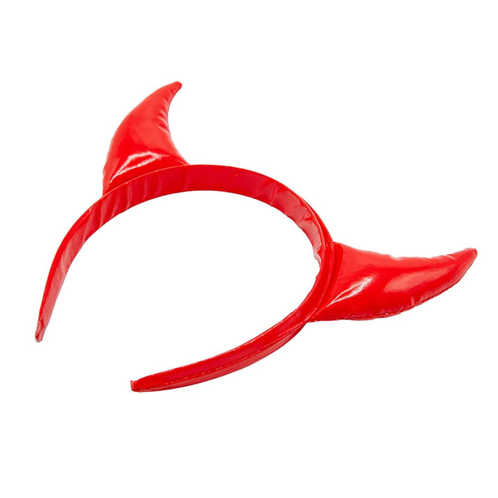 Red devil horns headband on a white background