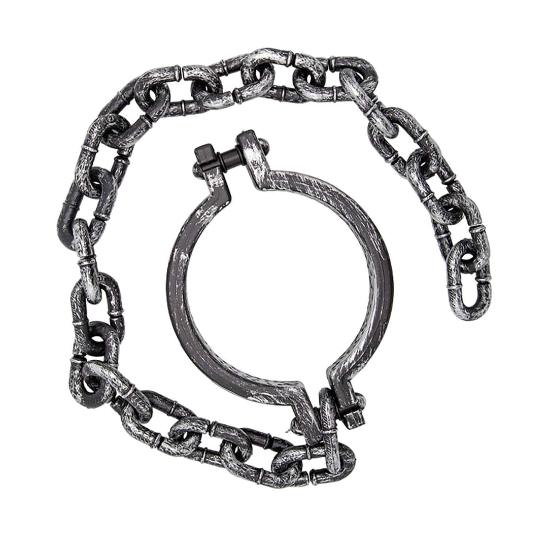 Prisoner neck shackle with chain for fancy dress costumes