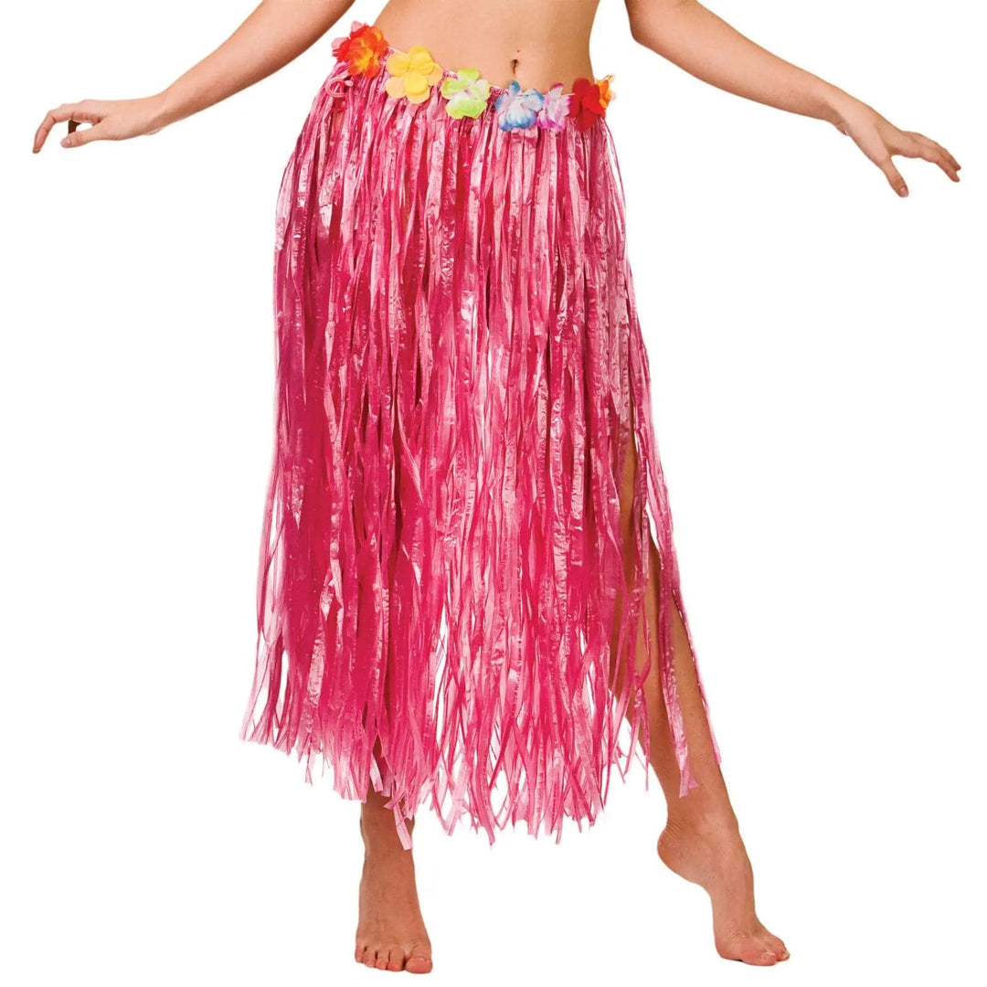 Long Hula Skirt Traditional Style Synthetic Raffia Colourful Artificial Flowers Sizes Regular and Plus XS Stock