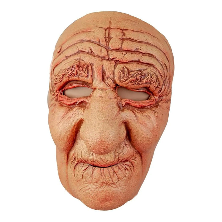 Old person latex mask with deep wrinkles and large nose for fancy dress costumes