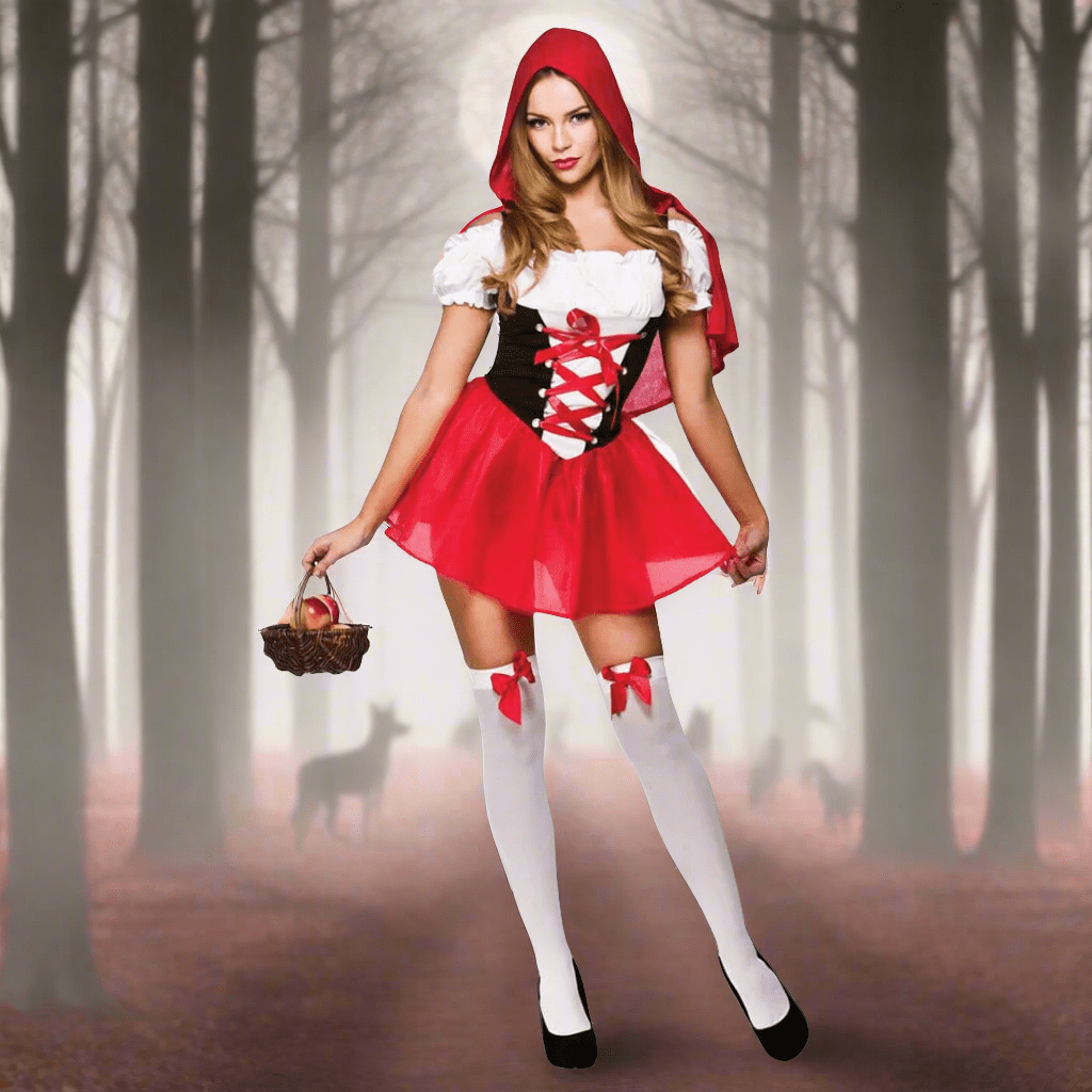 Womens Sexy Little Red Riding Hood Fancy Dress Costume XS Stock