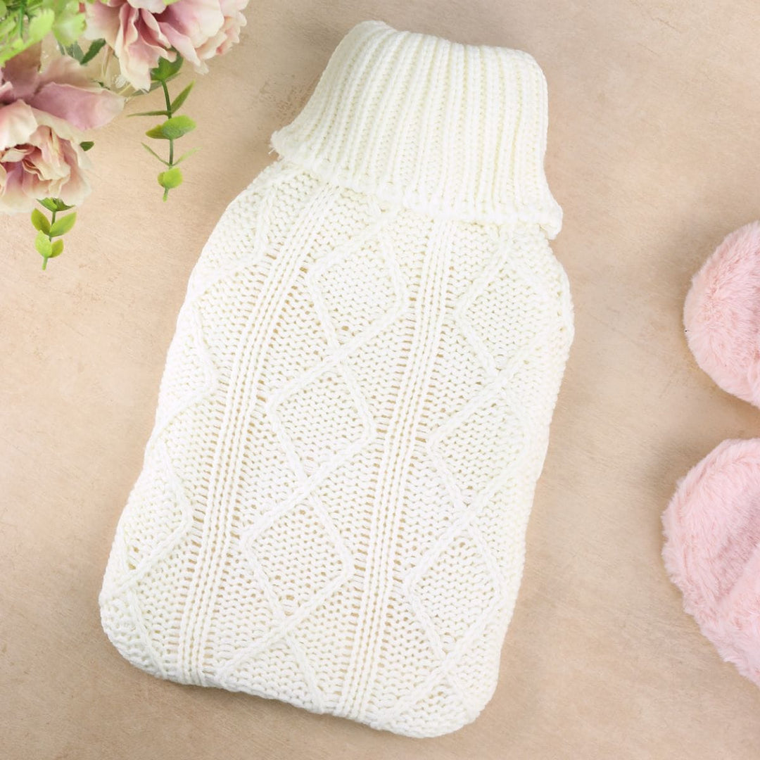 Hot Water Bottle Large Soft Knitted Cover Turtle Neck Top