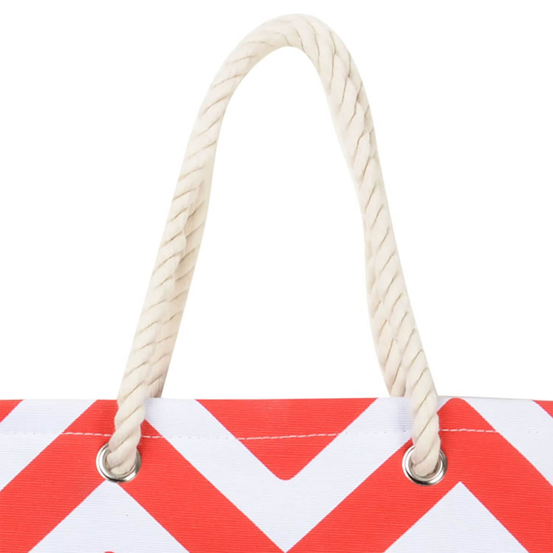 Womens Chevron Canvas Beach Shoulder Bag Shopping Tote (Slight Seconds)