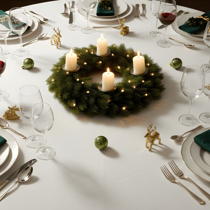 40cm Luxury Pre-Lit LED Candle Wreath Christmas Decoration