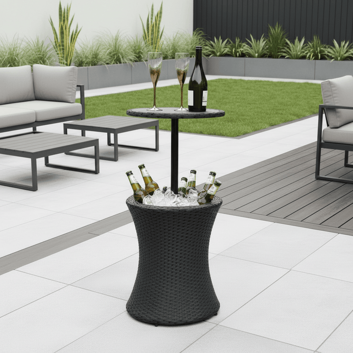 Azuma Drinks Cooler Table Garden Patio Rattan Black or Grey
