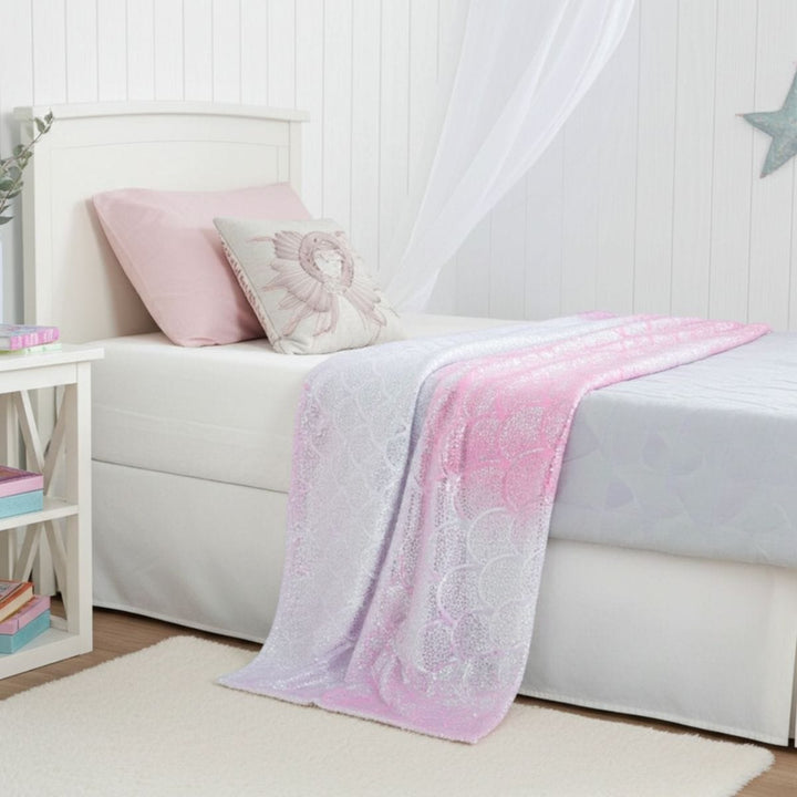 Mermaid Seashell Print Blanket Sofa Bedroom Fleece Throw