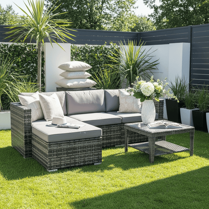 Monaco 5pc Garden Sofa Set Grey Rattan Patio Furniture