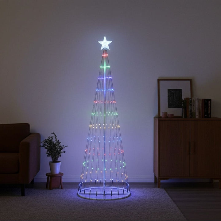 6ft LED Multicolour Light String Tree With Star Topper