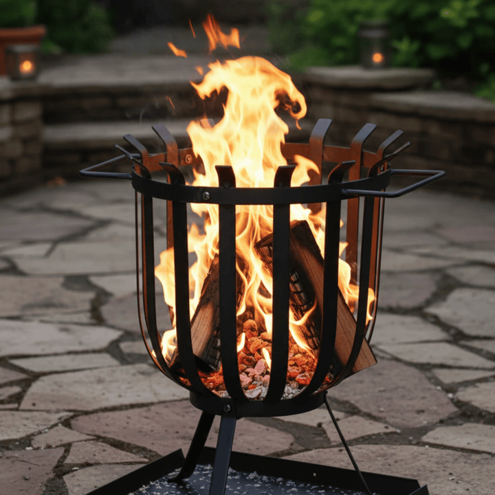Azuma Tana Log Burner Patio Camping Fire Pit Black Steel Brazier