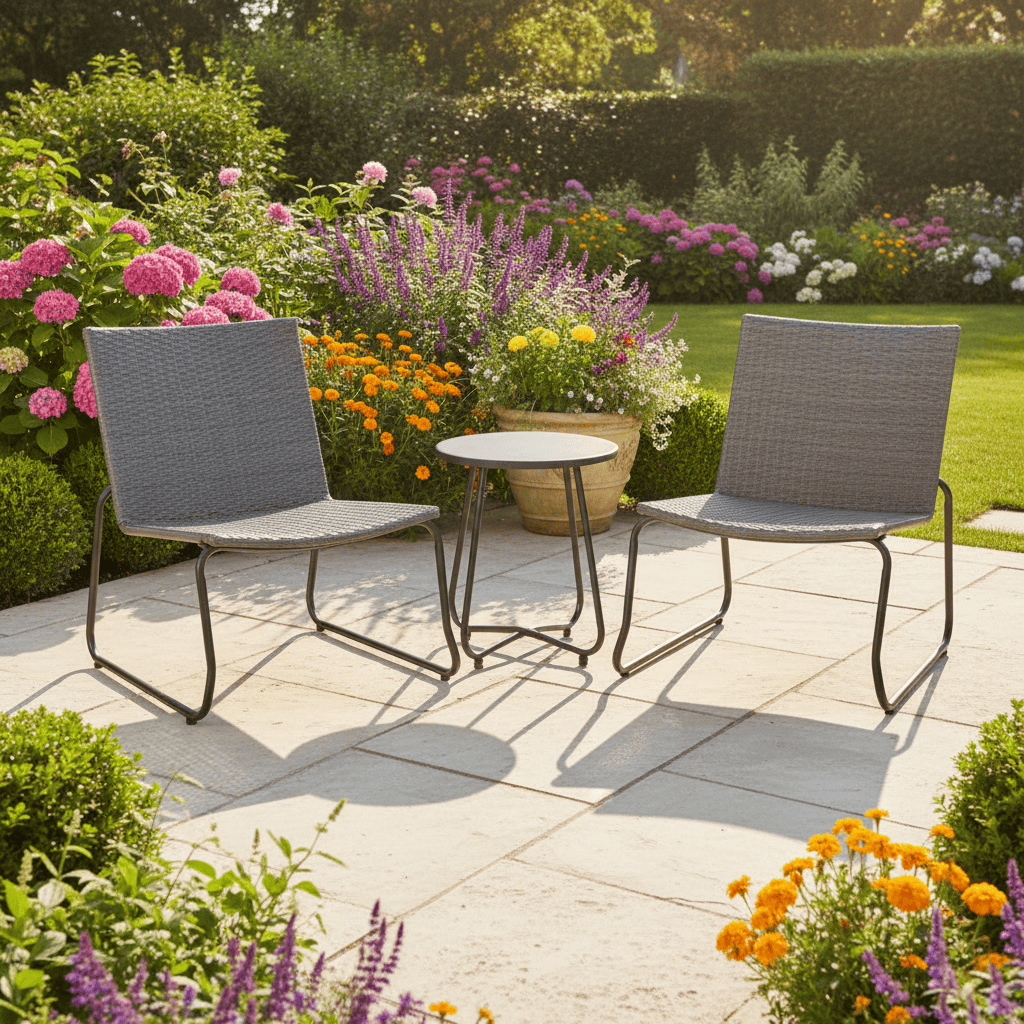 Azuma Como Garden Bistro Set Grey Chairs Table Rattan Weave