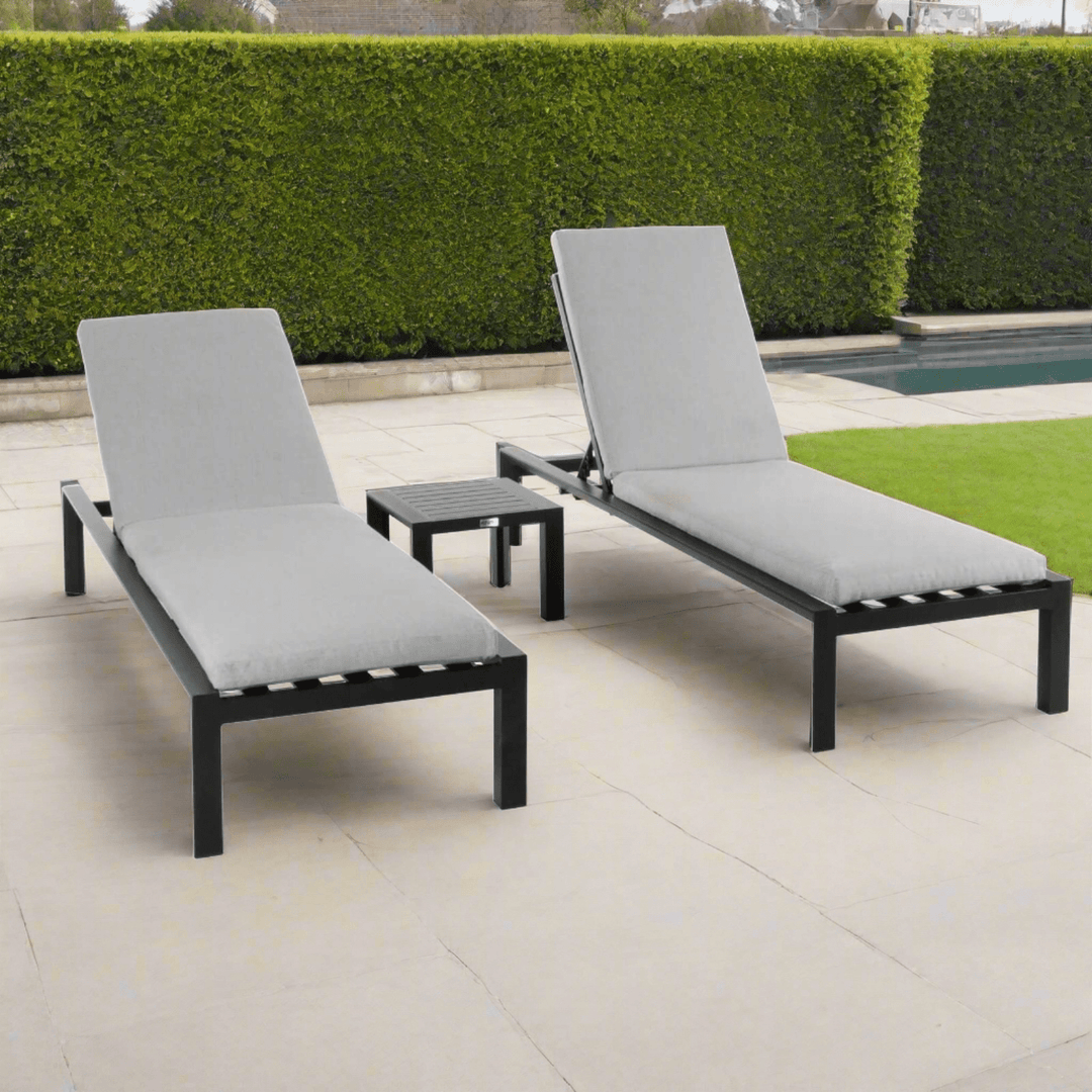 Buy Cassis Grey Sun Lounger Set Metal Table XS Stock – XS-Stock