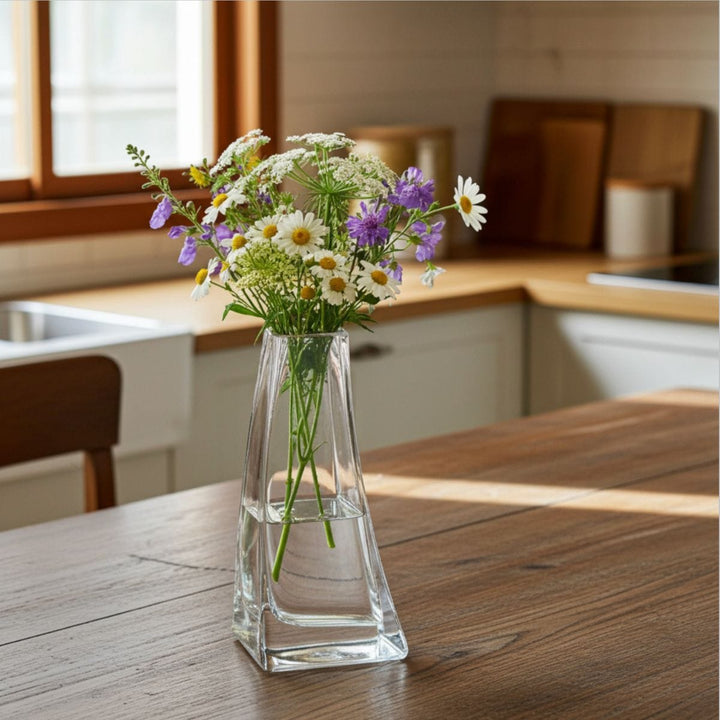 Snapdragon Flower Vase Clear Glass Curved Stem Bud 19cm