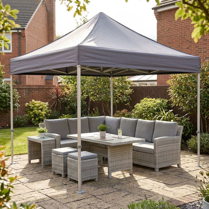 Azuma Ultimate Gazebo Pop Up Garden Marquee Sports Shelter Grey 3m