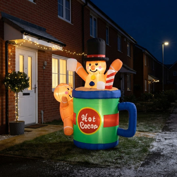 6ft Inflatable Gingerbread Man In Cup LED Christmas Decoration