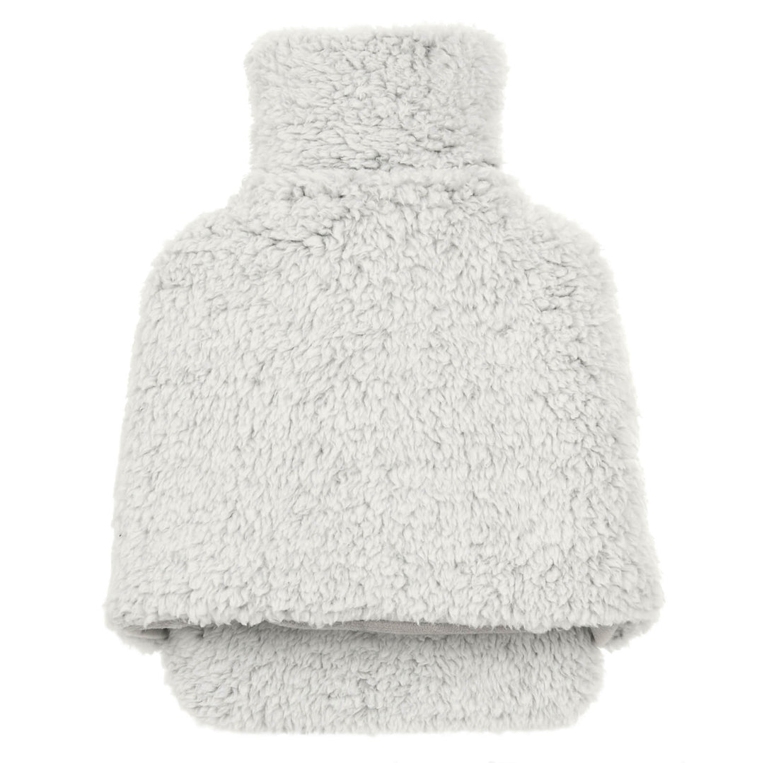 Foot Warmer Slipper Hot Water Bottle Grey Sherpa Fleece Cover