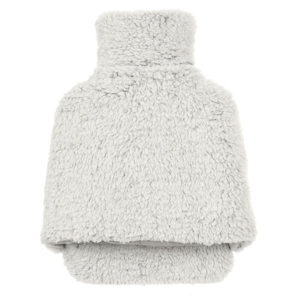 Foot Warmer Slipper Hot Water Bottle Grey Sherpa Fleece Cover