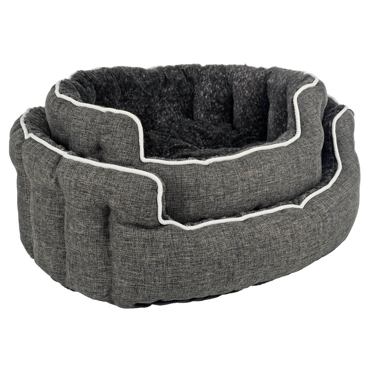 Luxury Oval Pet Bed Linen Fabric Padded Scallop Wall Dog Sofa